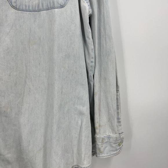 Vintage Harley Davidson Distressed Light Denim Button Up Shacket Men's Large - Picture 8 of 10